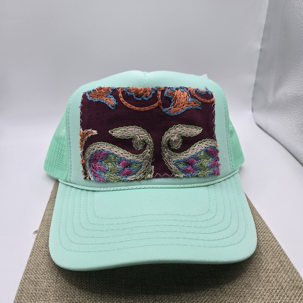Embroidered Mint Green Trucker Hat